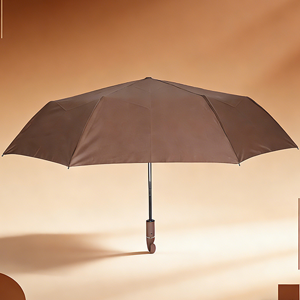 素色弯柄折叠伞